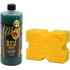McKee's 37 N-914 Rinseless Wash V2/Big Gold Sponge Combo Pack (4-in-1 No Rinse Car Wash)
