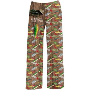 Lured to Fishing Pajama Pants for Men | Humorous, Funny, Novelty Bottoms | Loungewear for Anglers