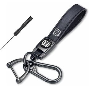 Leather Car Keychain - Premium Keyring Compatible with Honda Accord, Civic, CR-V, Pilot, Fit, Odyssey, EX, EX-L, and Touring Models, Stand Size