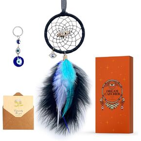 Evil Eye Hanging Pendant Car Charm Ornament, Jiyamony Small Dream Catcher for Car Rearview Mirror Accessories Good Luck Charm with a Keychain Gift in Saudi Arabia