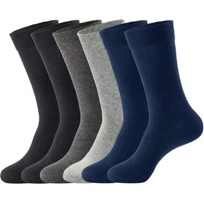 J-BOX Men's Cotton Dress Socks, Athletic Crew Socks for Men, Classic Plain Colors, 3-6-8 Pairs
