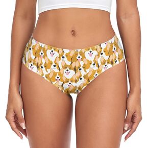 Women's Underwear Brief Breathable Soft Knickers Dog Corgi Breed Animal Pattern Medium Multi