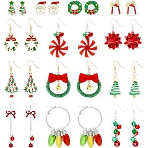 13 Pairs Christmas Earrings for Women, Christmas Dangle Drop Earrings Christmas Earrings Set for Christmas Holiday Jewelry Gifts