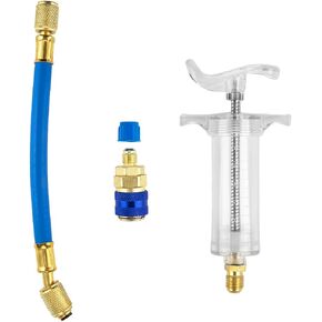 Ac Oil Injector Kit with Quick Coupler 1/4" SAE Connector, Oil Dye Injector Tool with Quick Coupler Hand Air Conditioning