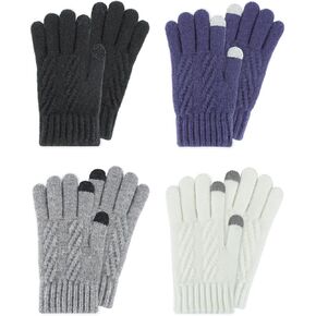ORVINNER 4 Pairs Kids Gloves Winter Toddler Boys Girls Warm Fleece Lined Gloves Children Thermal Full Finger Knit Gloves