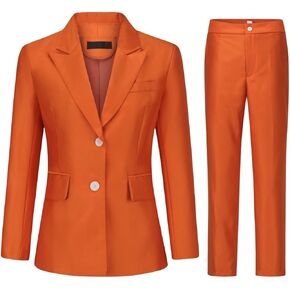 YYNUDA Women's Business 2 Piece Office Work Suit Set Single Breasted Solid Blazer Jacket and Pants