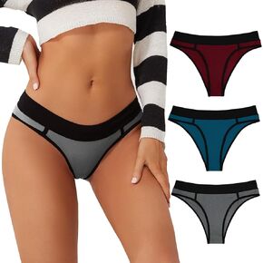 Women Underwear Cotton, Cheeky Panties Soft & Breathable Bikinis Panties for Women Pack for Young Ladies 5 Pack
