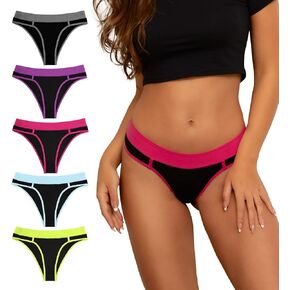 Women Underwear Cotton, Cheeky Panties Soft & Breathable Bikinis Panties for Women Pack for Young Ladies 5 Pack