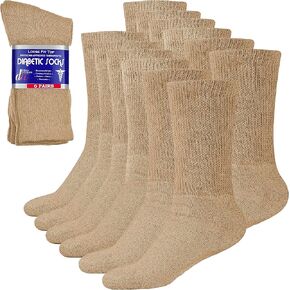 Debra Weitzner Diabetic Socks For Men and Women Loose Fit Non-Binding Cotton Crew Socks 6 Pairs