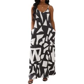 vunahzma Womens Casual Fashion Sleeveless Plus Size Loose Long Sexy Maxi Dress with Pockets