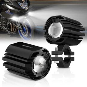 NIGHTEYE Motorcycles LED Fog Lights, White/Amber Motorcycle Auxiliary Driving Lights with Mounting Brackets, LED Spotlights Compatible with Motorcycle UTV ATV Car Truck