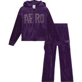 AEROPOSTALE Girls' Sweatsuit Set - 2 Piece Zip Up Hoodie Sweatshirt and Flare Cargo Pants - Girls' Activewear Set (4-12)