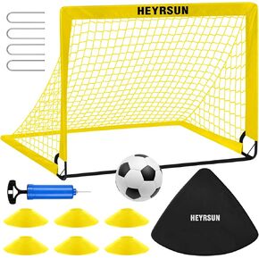 Kids Soccer Goals for Backyard, 5x3.6 ft Soccer Nets for Kids, Soccer Training Equipment for Kids Toddler Youth Soccer Goal, Pop Up Portable Soccer Net for Outdoor Sports Games (Yellow)