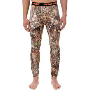 Realtree Edge Lightweight Fleece Thermal Underwear for Men - Cold Weather Camo Base Layer Hunting Pants, Small