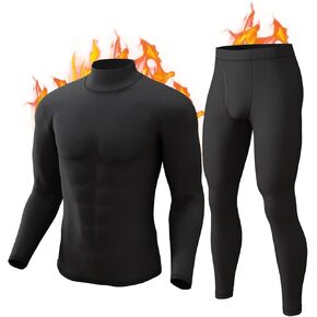 CL convallaria Long Johns Thermal Underwear for Men Soft Fleece Lined Base Layer Cold Weather Mock Neck Turtle Top Bottom Set XS-4XL