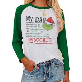 Women's Christmas Long Sleeve T-Shirt - I'm Booked Tops,Christmas Funny Printing Girls I'm Booked