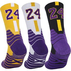 3 Pairs Basketball Socks,Athletic Running Socks Compression Cushion Sports Socks for Men Boys & Women (One Size, KB #24 3 Pairs)