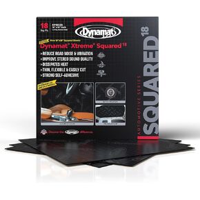 Dynamat Xtreme Sound Deadening Car Insulation Squared 18 Pack – Noise Dampening Kit for Floor, Doors, Panels, Hood, Engine or Trunk – Easy Self Adhesive Install – 8 Sheets 18"x18", 18 sq ft Total