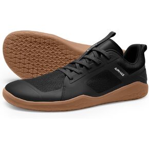 Men's Barefoot Shoes Zero Drop Workout Shoes Minimalist Gym Shoes for Men Deadlift Cross Training Sneakers (Black/Gum,12.0)
