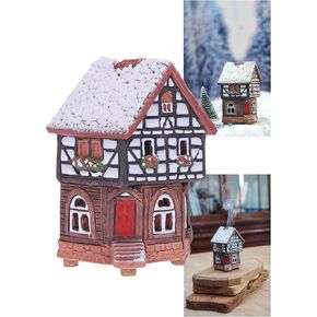 Ceramic Houses Collection - Handmade Collectible Miniature of Historic House in Lauterbach Germany - Cone Incense Holder, Winter Edition - Ceramic Incense Burner S19-6