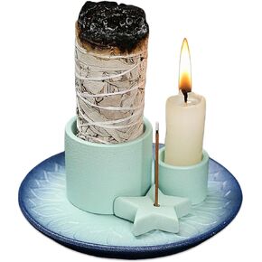 Comeon Palo Santo Holder, Backflow Incense Burner Holder Candle Holder Sage Burner Holder for Burning, Ceramic Incense Holder for Sticks for Meditation Yoga Room (Star - Blue) in Kuwait