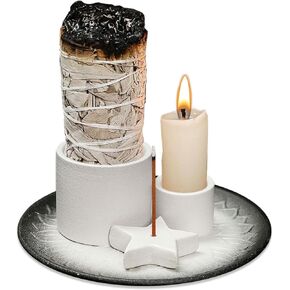 Comeon Palo Santo Holder, Backflow Incense Burner Holder Candle Holder Sage Burner Holder for Burning, Ceramic Incense Holder for Sticks for Meditation Yoga Room (Star - Blue)
