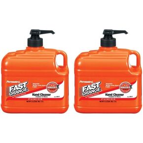 Fast Orange Permatex 25217 Pumice Lotion, Heavy Duty Hand Cleaner, Natural Citrus Scent, Waterless Cleaner For Mechanics, Strong Grease Fighter, 1/2 Gallon, Orange, 64 Fl Oz (Pack of 1)