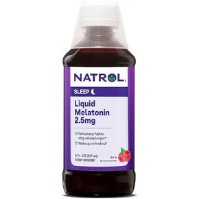 Natrol Liquid Melatonin 2.5mg, Berry-Flavored Dietary Supplement for Restful Sleep, 8 Fl Oz, 23 Day Supply
