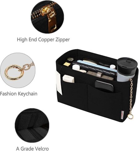 Purse Organizer Insert, Felt Purse Organizer with Zipper and Sewn Bottom Insert, Fit Speedy Neverfull Graceful,6 Sizes in Kuwait