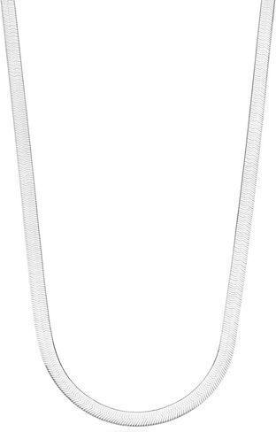 Miabella Italian Solid 925 Sterling Silver, 18Kt Gold Plated 4.5mm Flexible Flat Herringbone Chain Necklace Women, Made in Italy in Saudi Arabia
