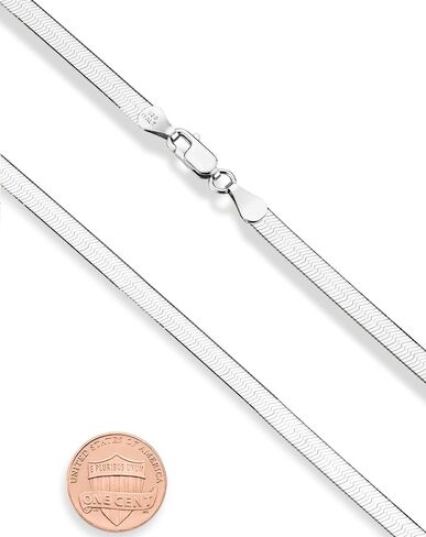 Miabella Italian Solid 925 Sterling Silver, 18Kt Gold Plated 4.5mm Flexible Flat Herringbone Chain Necklace Women, Made in Italy in Saudi Arabia