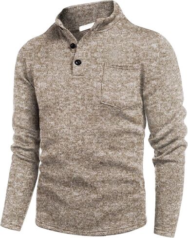 COOFANDY Men's Casual Henley Pullover Sweatshirt Thermal Fleece Slim Fit Sweater in Saudi Arabia