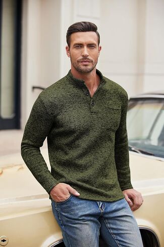 سترة رجالية كاجوال من COOFANDY من Henley بلوفر من الصوف الحراري بمقاس نحيف in Saudi Arabia