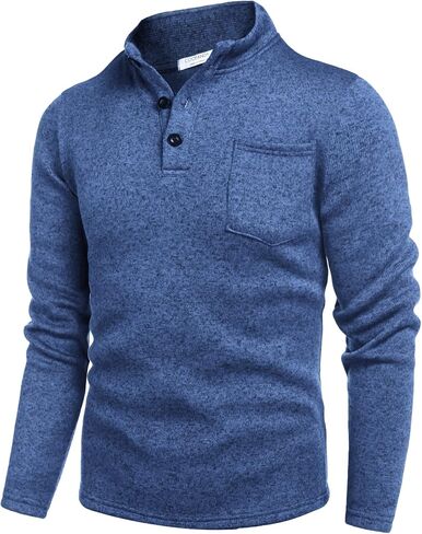 COOFANDY Men's Casual Henley Pullover Sweatshirt Thermal Fleece Slim Fit Sweater in Saudi Arabia