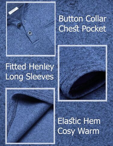COOFANDY Men's Casual Henley Pullover Sweatshirt Thermal Fleece Slim Fit Sweater in Saudi Arabia