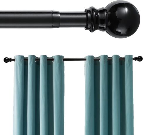 Curtain Rods for Windows 32 to 52 Inch - 1 Inch Heavy Duty Black Curtain Rods with Brackets - Adjustable Window Curtains Rod for Door, Bedroom, Drapery, Valance, Kitchen, Bathroom in Kuwait