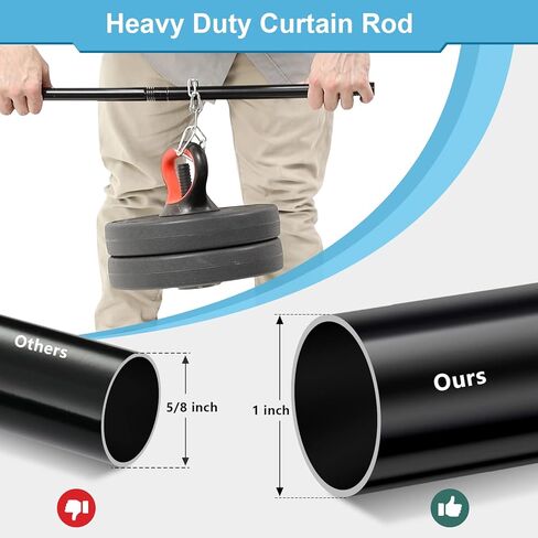 Curtain Rods for Windows 32 to 52 Inch - 1 Inch Heavy Duty Black Curtain Rods with Brackets - Adjustable Window Curtains Rod for Door, Bedroom, Drapery, Valance, Kitchen, Bathroom in Kuwait