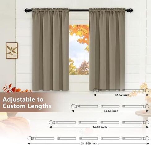 Curtain Rods for Windows 32 to 52 Inch - 1 Inch Heavy Duty Black Curtain Rods with Brackets - Adjustable Window Curtains Rod for Door, Bedroom, Drapery, Valance, Kitchen, Bathroom in Kuwait