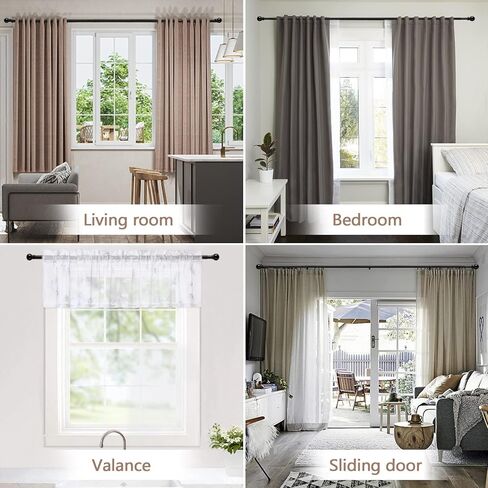 Curtain Rods for Windows 32 to 52 Inch - 1 Inch Heavy Duty Black Curtain Rods with Brackets - Adjustable Window Curtains Rod for Door, Bedroom, Drapery, Valance, Kitchen, Bathroom in Kuwait