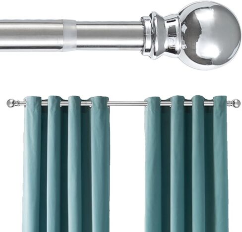 Curtain Rods for Windows 32 to 52 Inch - 1 Inch Heavy Duty Black Curtain Rods with Brackets - Adjustable Window Curtains Rod for Door, Bedroom, Drapery, Valance, Kitchen, Bathroom in Kuwait