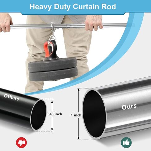 Curtain Rods for Windows 32 to 52 Inch - 1 Inch Heavy Duty Black Curtain Rods with Brackets - Adjustable Window Curtains Rod for Door, Bedroom, Drapery, Valance, Kitchen, Bathroom in Kuwait