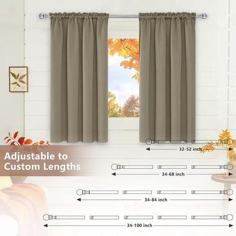 Curtain Rods for Windows 32 to 52 Inch - 1 Inch Heavy Duty Black Curtain Rods with Brackets - Adjustable Window Curtains Rod for Door, Bedroom, Drapery, Valance, Kitchen, Bathroom in Kuwait