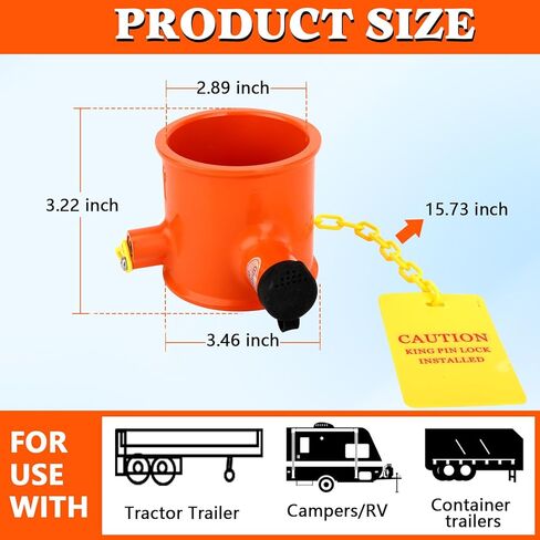 قفل دبوس الملك للعجلة الخامسة، قفل العجلة الخامسة مضاد للسرقة، قفل العجلة الخامسة للمقطورة الآمنة للمركبات الترفيهية ومقطورات الحاويات والمعسكرات مع علامة تحذير للمقابض، 3 مفاتيح in Kuwait