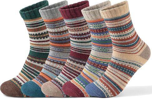 Wool Socks for Women - 5 Pairs Soft Cozy Knit Womens Wool Socks, Winter Warm Wool Socks for Women Men in Saudi Arabia
