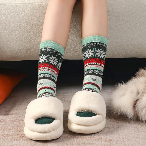 Wool Socks for Women - 5 Pairs Soft Cozy Knit Womens Wool Socks, Winter Warm Wool Socks for Women Men in Saudi Arabia
