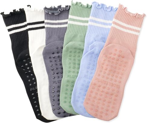 Pilates Socks with Grips for Women, 6 Pairs Grips Socks Pilates Non-slip Yoga Socks for Ballet, Dance, Workout in Saudi Arabia