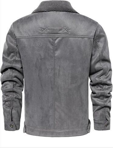 FANARCHER Men’s Casual Winter Jackets Faux Suede Leather Sherpa Jackets Warm Fleece Lined Turn-Down Coat with 5 Pockets in Saudi Arabia