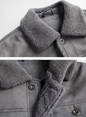 FANARCHER Men’s Casual Winter Jackets Faux Suede Leather Sherpa Jackets Warm Fleece Lined Turn-Down Coat with 5 Pockets in Saudi Arabia
