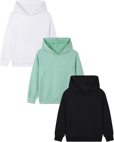 EXARUS 3 Pack Boys Hoodie Letter Print Sweatshirt Kids Hooded Pullover Graphic Long Sleeve Teen Casual School 6-14Y in Kuwait