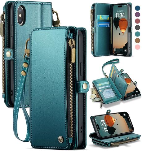 Defencase for iPhone Xs/X Wallet Case with RFID Block Card Holder, Purple in Saudi Arabia